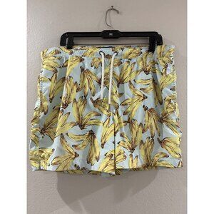 Abercrombie & Fitch men's Light Blue Banana Pattern swimsuit, 5" inseam size lar